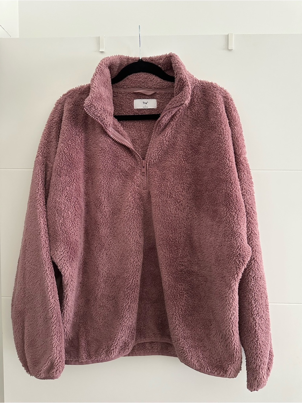Aritzia TNA Fleece Sherpa Quarter Zip in Mauve Pink